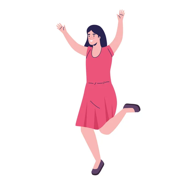 Šťastná žena skákat do vzduchu — Stockový vektor