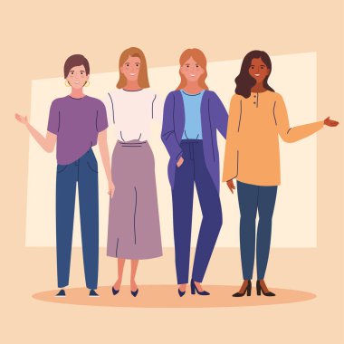 Güzel kadınlarla dolu afiş