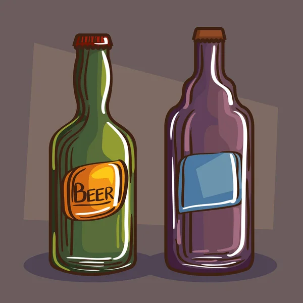 Пивные бутылки стекла — стоковый вектор