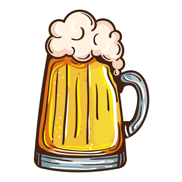 Pivo ve skleněném kelímku s pěnou — Stockový vektor