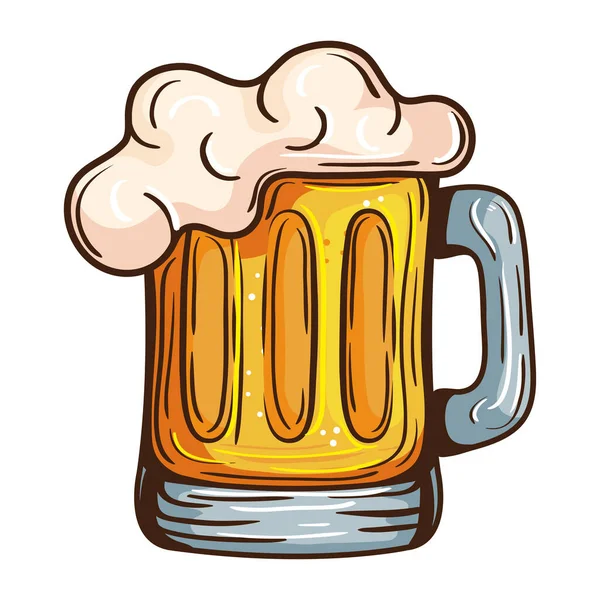 Mug of beer with foam — Stock Vector