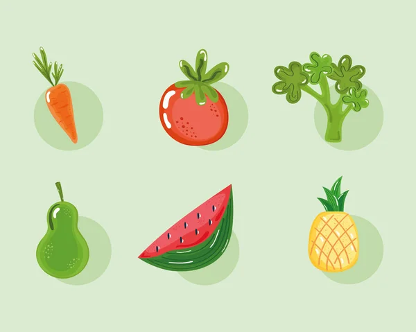 Frisches Gemüse und Obst — Stockvektor
