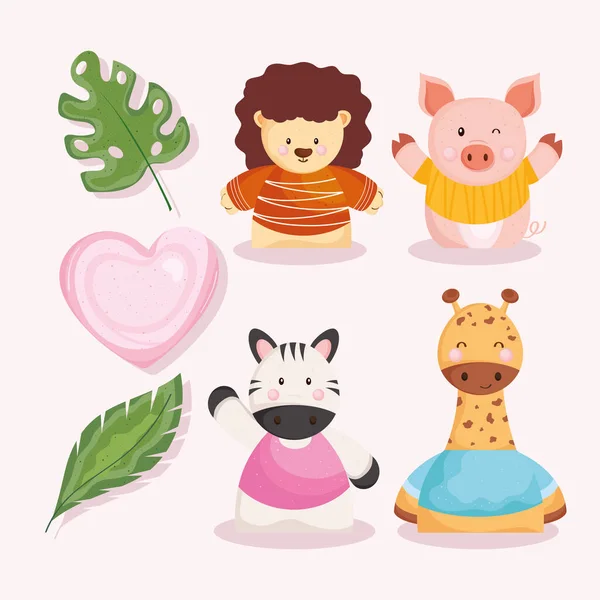 Iconen met kleine dieren — Stockvector