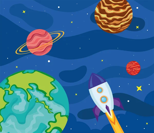 Poster met planeten — Stockvector
