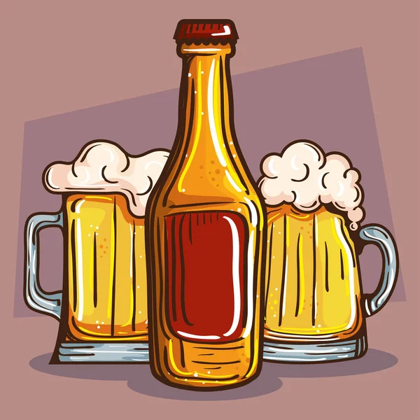 Bières délicieuses et fraîches — Image vectorielle