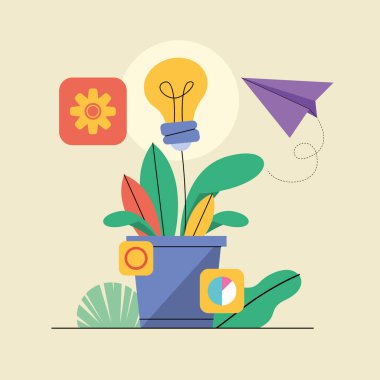 Ampul ve simgeli ev bitkisi