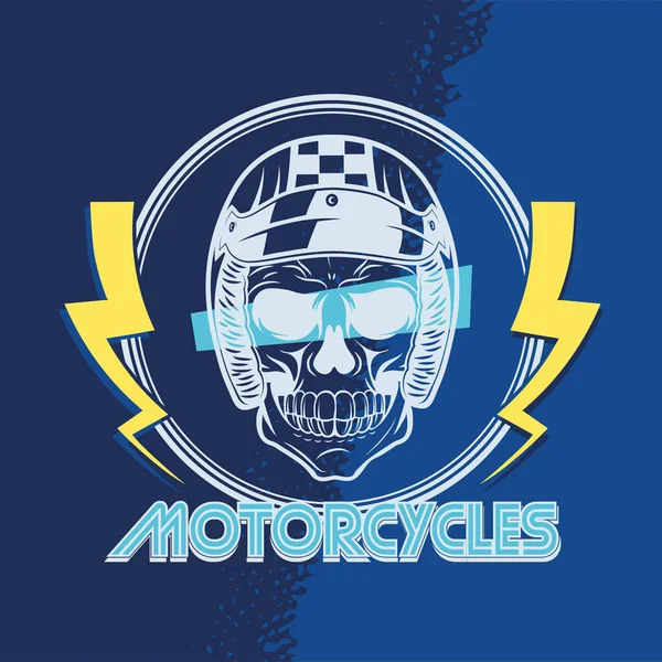 Motorcycles patch with skull — Stock Vector