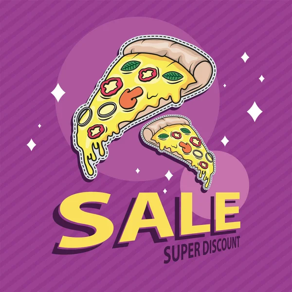 Pizza patch in sale poster — Stock Vector