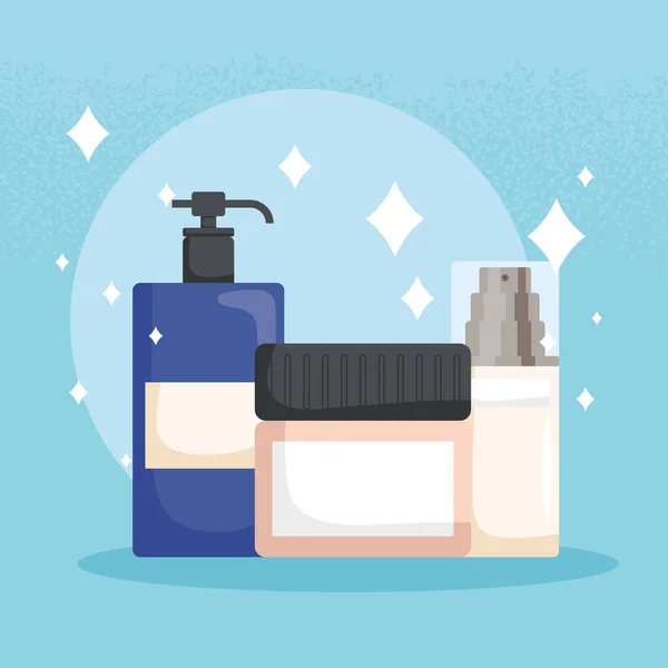 Tre prodotti cosmetici — Vettoriale Stock