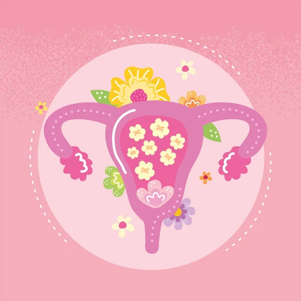 Žena děloha a květiny — Stockový vektor