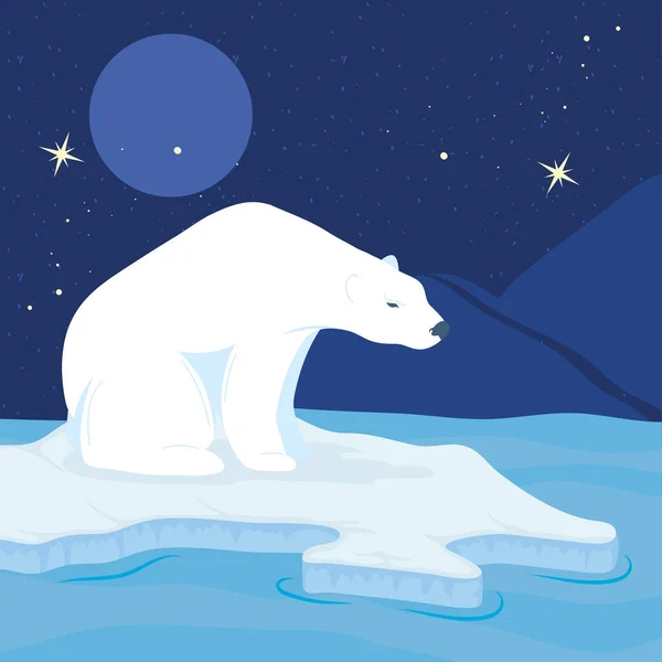 Isbjörn på smältande isberg — Stock vektor