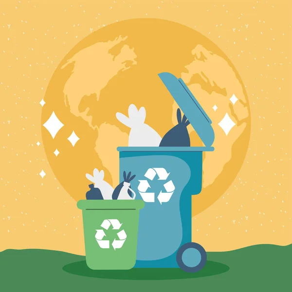 지구와 재생 쓰레기 — 스톡 벡터