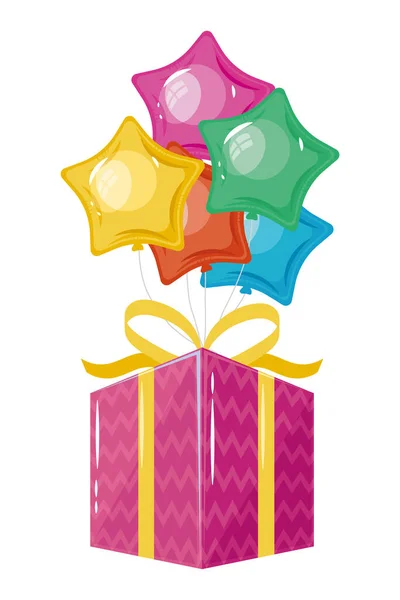 生日礼物和一堆气球 — 图库矢量图片