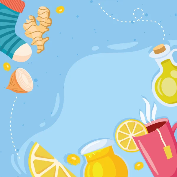 Ingredientes remedio casero — Vector de stock