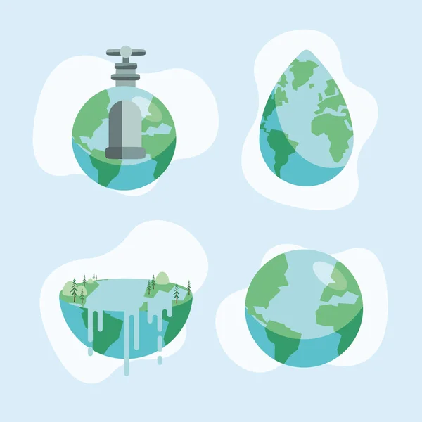 Four water day icons — Stock Vector