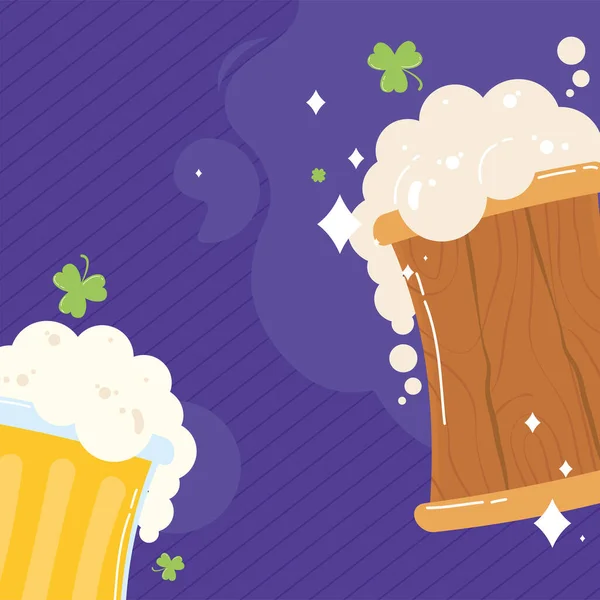 St patricks bière et trèfles — Image vectorielle