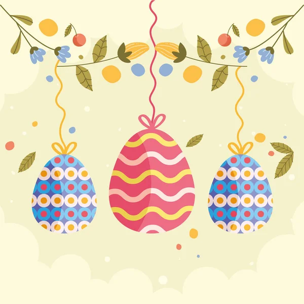 Feliz páscoa ovos pendurados —  Vetores de Stock