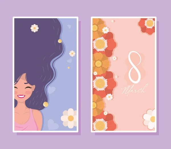 Cartes postales de lettrage jour des femmes — Image vectorielle
