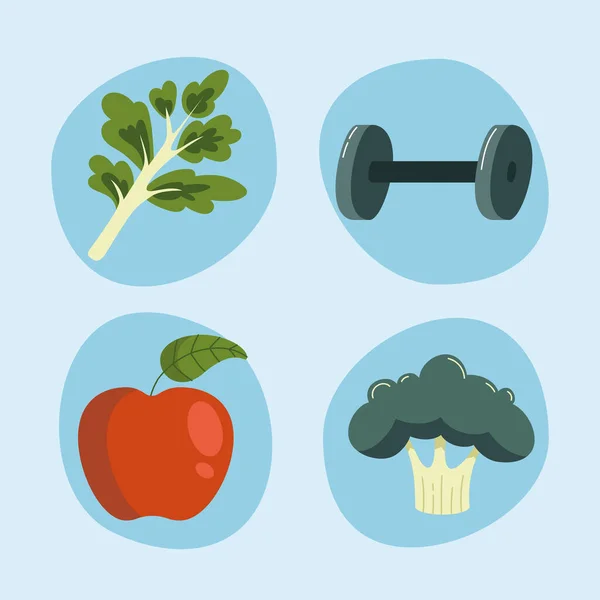 Health day four icons — Stock Vector