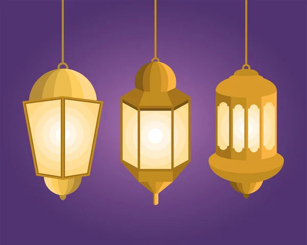Три лампы Рамадан Карим — стоковый вектор