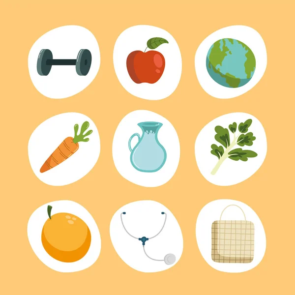 Nine health day icons — Stock Vector