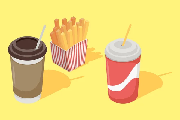 Tres iconos de comida rápida — Vector de stock