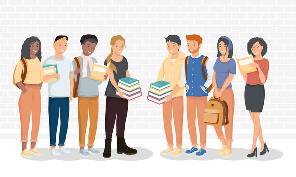 восемь персонажей юных студентов