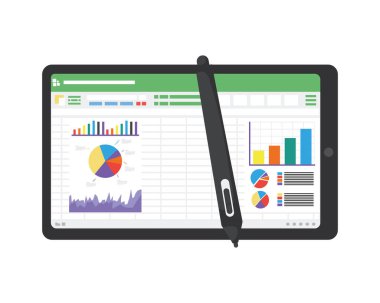 Kalemle tablet üzerinde hesap tablosu