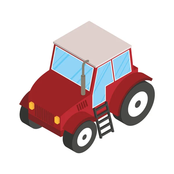 Tractor rojo estilo isométrico — Archivo Imágenes Vectoriales