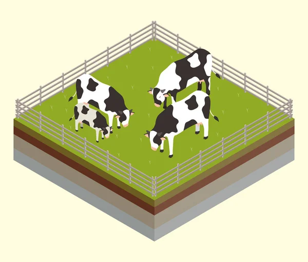 Cerca y vacas — Archivo Imágenes Vectoriales