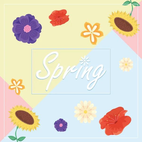 Lente letters en bloemen — Stockvector