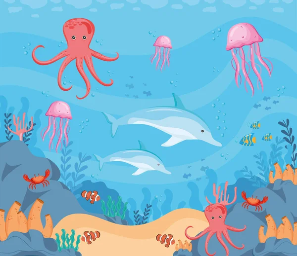 Zwierzęta podwodne — Wektor stockowy