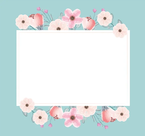 水色粉红花框 — 图库矢量图片