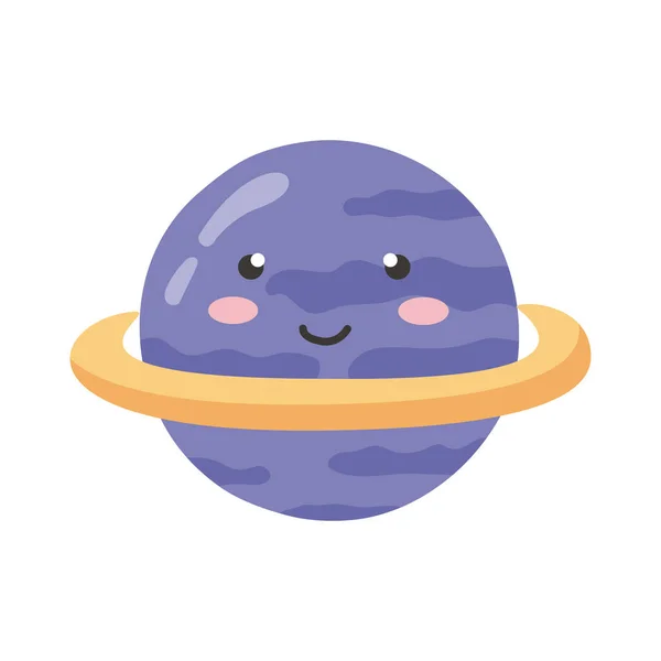 Saturn planeta kawaii carácter — Vector de stock