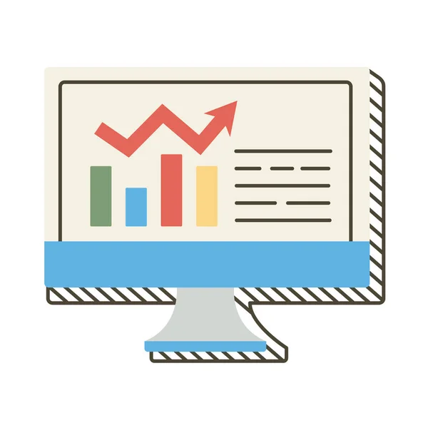 Desktop com barras estatísticas —  Vetores de Stock