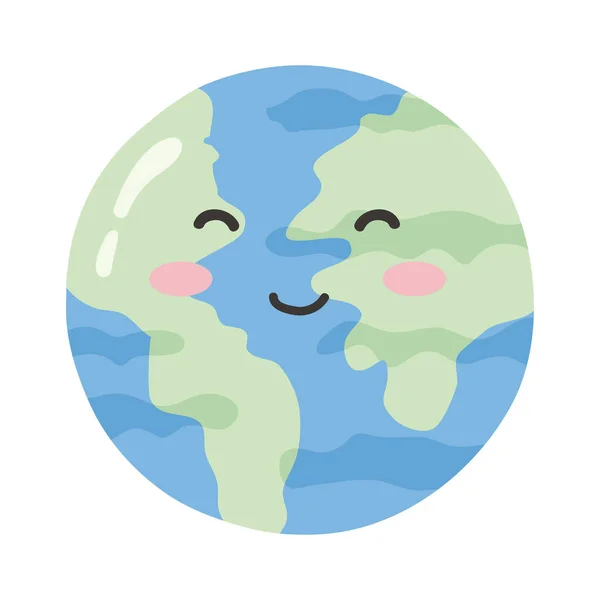 Planète terre kawaii caractère — Image vectorielle