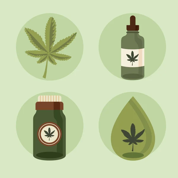 Fyra medicinska cannabisikoner — Stock vektor