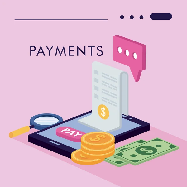 Payments isometric style icons — Stock Vector