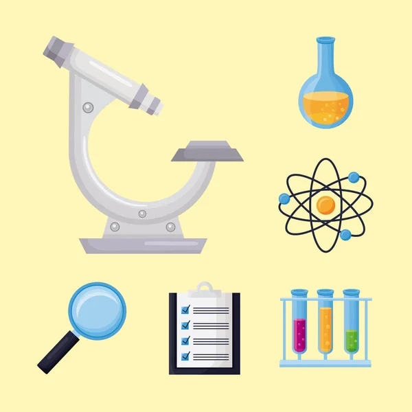 Seis iconos de laboratorio de química — Archivo Imágenes Vectoriales