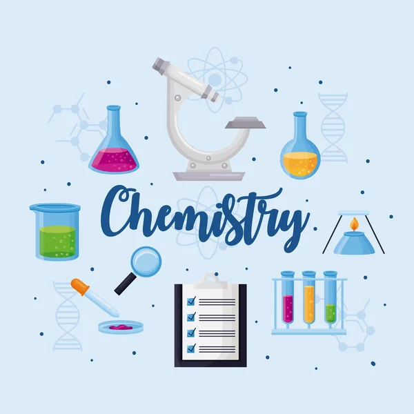 Chemestry γράμματα και εικόνες — Διανυσματικό Αρχείο