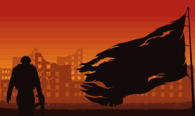 Savaş sahnesindeki asker