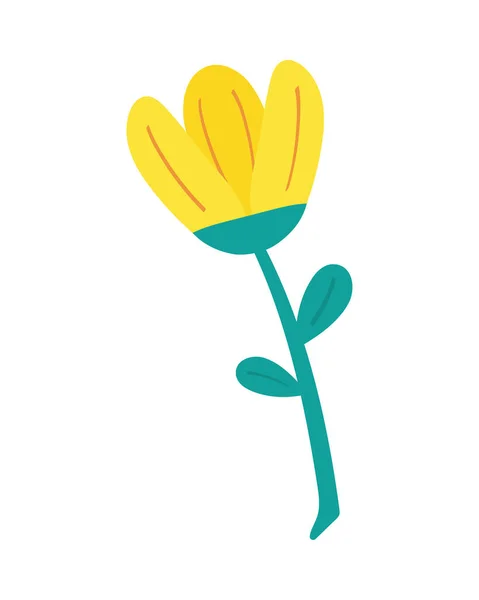 Gren med söt gul blomma — Stock vektor