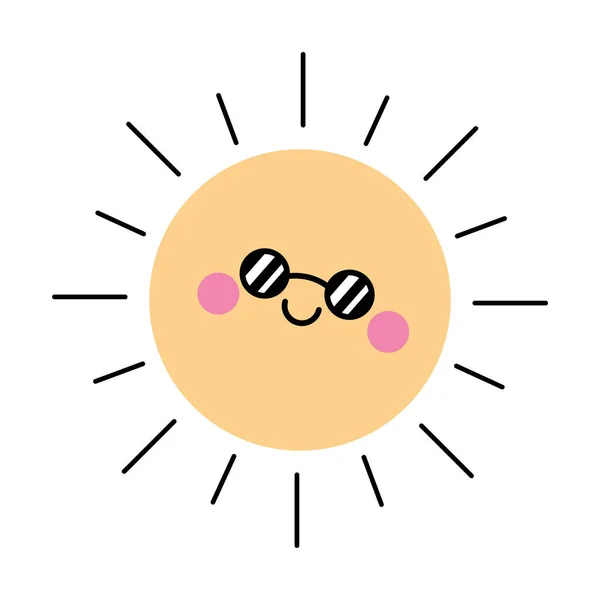 Süße Sonne kawaii Charakter — Stockvektor