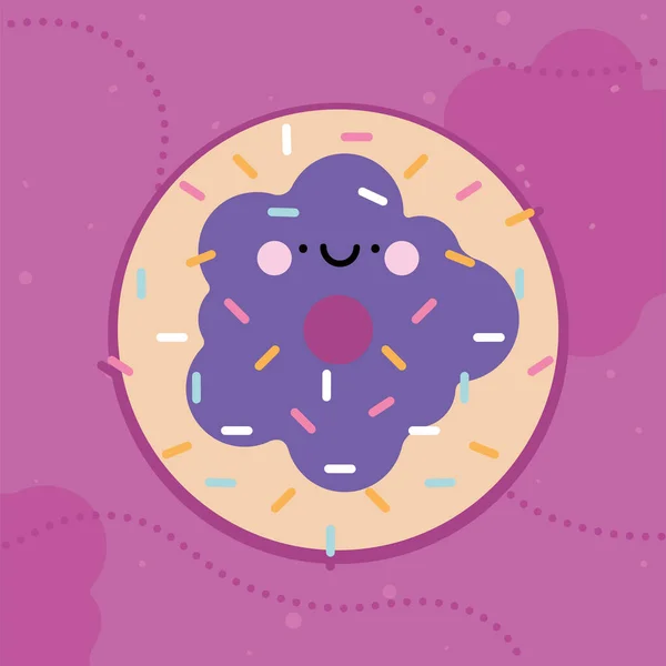 Tatlı donut kawaii karakteri — Stok Vektör