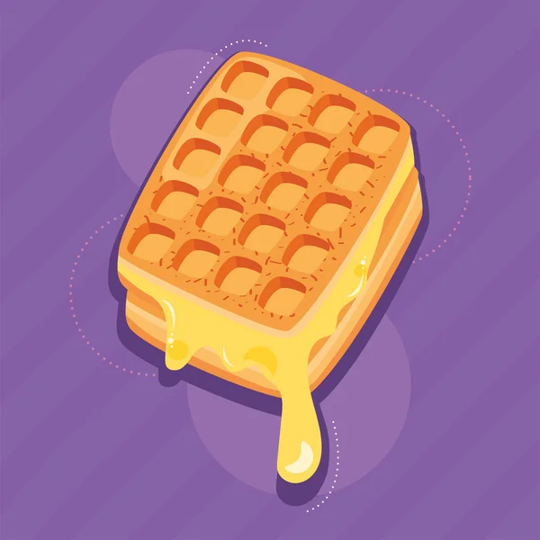 方块华夫饼加黄油 — 图库矢量图片