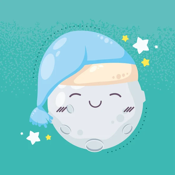 Luna piena dormire indossando cappello — Vettoriale Stock
