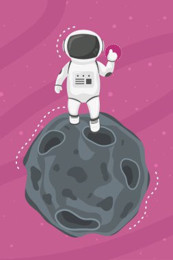 Göktaşı sahnesinde yürüyen astronot.