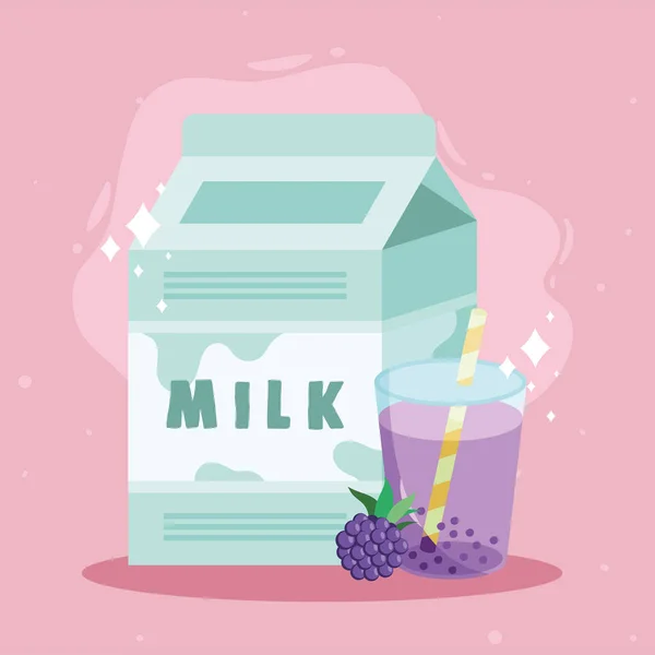 Té de fresa con leche — Vector de stock