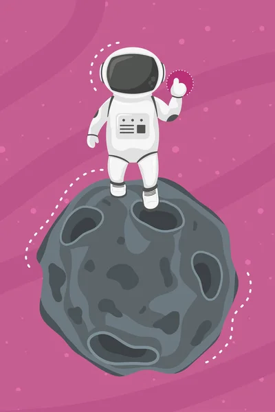 Αστροναύτης περπατά σε σκηνή μετεωρίτη — Διανυσματικό Αρχείο