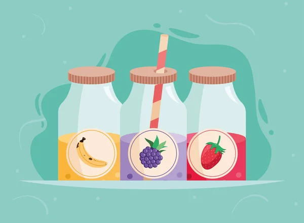 Пляшки йогуртових напоїв — стоковий вектор